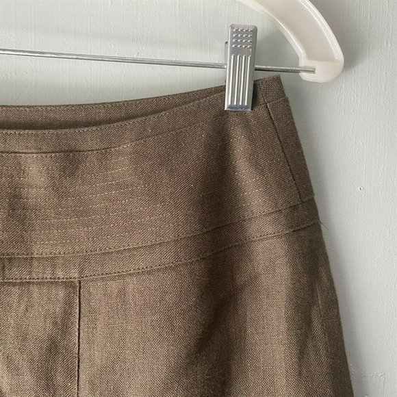 Talbots Skirt Irish Linen Brown Knee Length slits - Picture 6 of 10